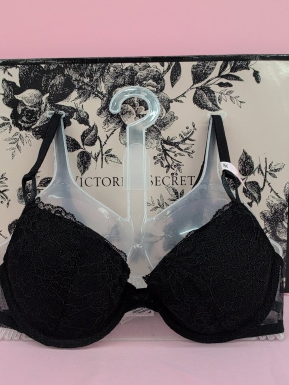 Victoria's Secret Sexy Tee Posey Lace Lightly Lined Demi Bra 34B Black NWT